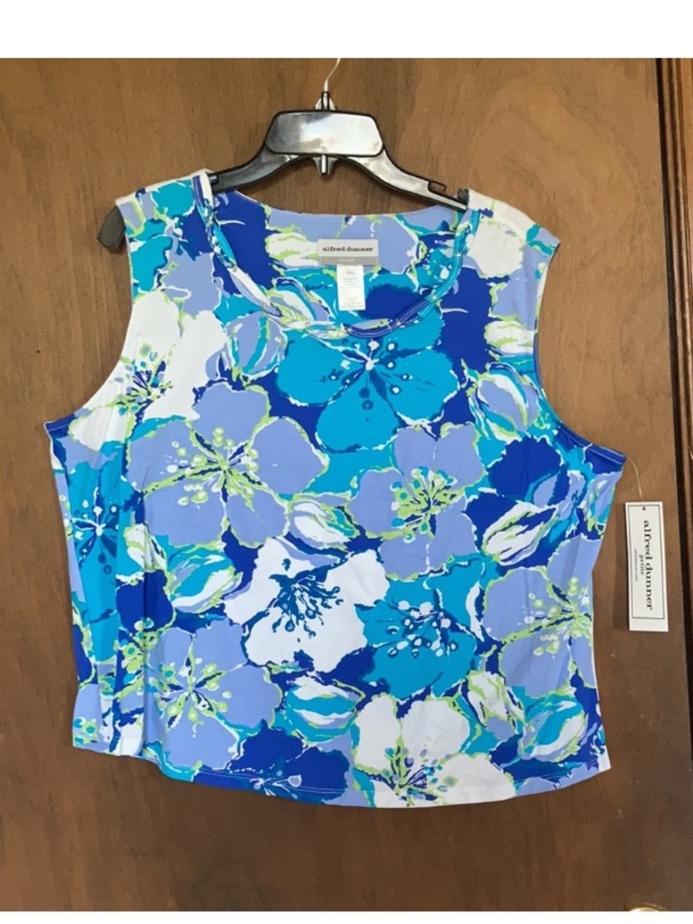 Alfred Dunner sleeveless floral print top embellished neckline XLP